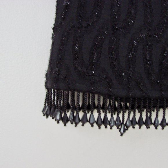 Vintage Black Cocktail Dress Beaded Lace Wedding Black Tie Holiday Party 10 - Picture 10 of 16